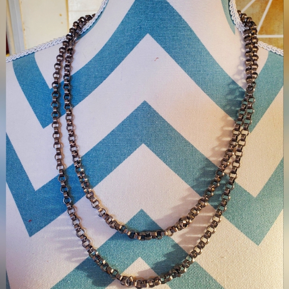 Vintage chrome toned rolo chain-52 inches